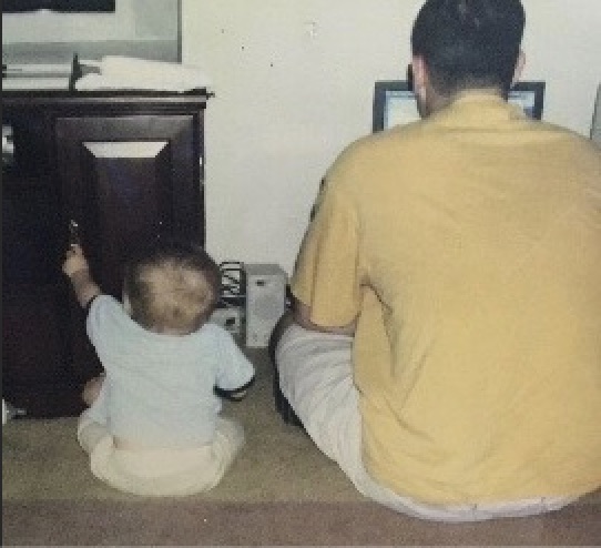 Nick and his dad gaming together